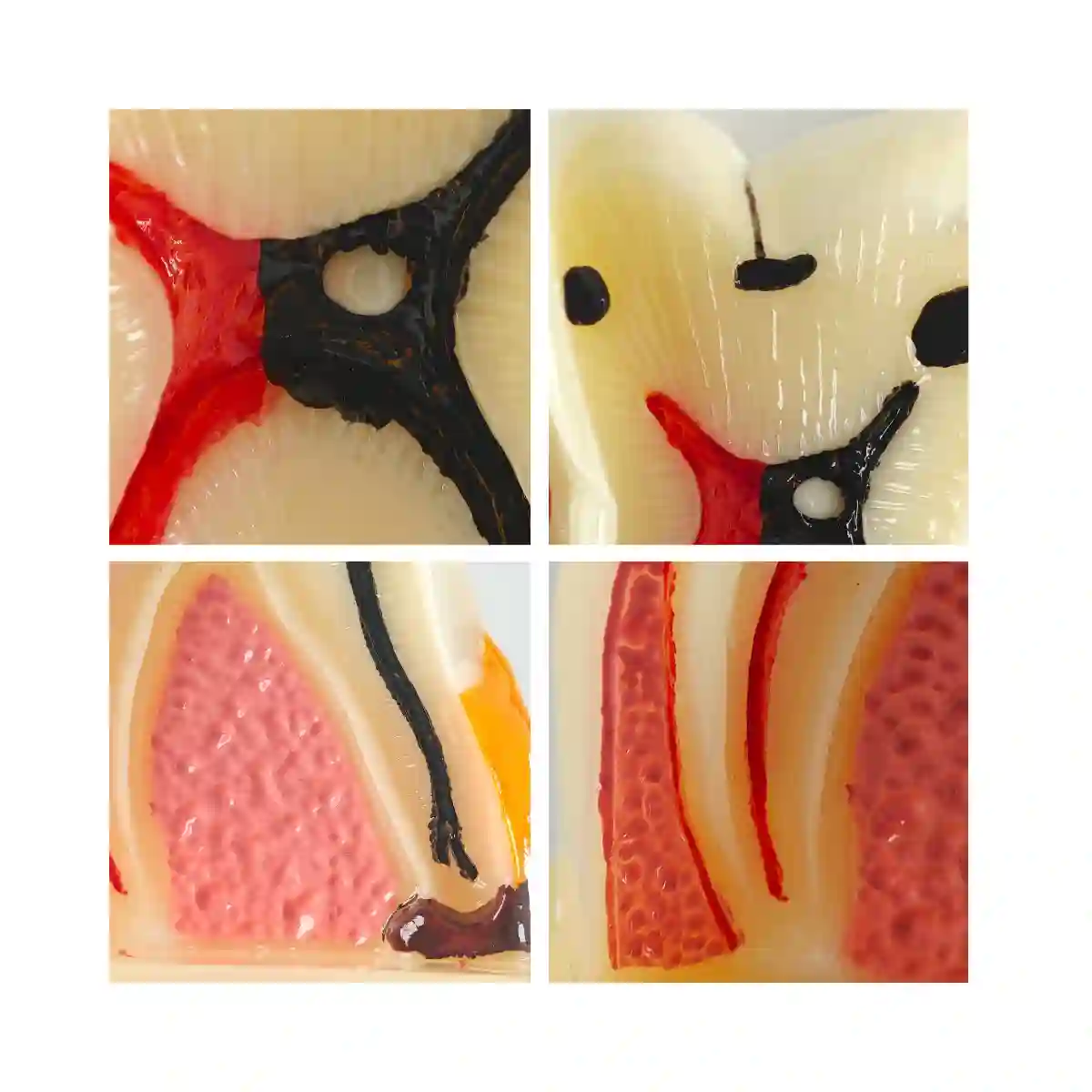 Evodent Tooth Cross-Section Model - Caries, Pulpitis, Periodontal Infection And Lesion Progression (Patient Education Model) | Buy Now At Evodent Evodent periodontal disease model with tooth cross section